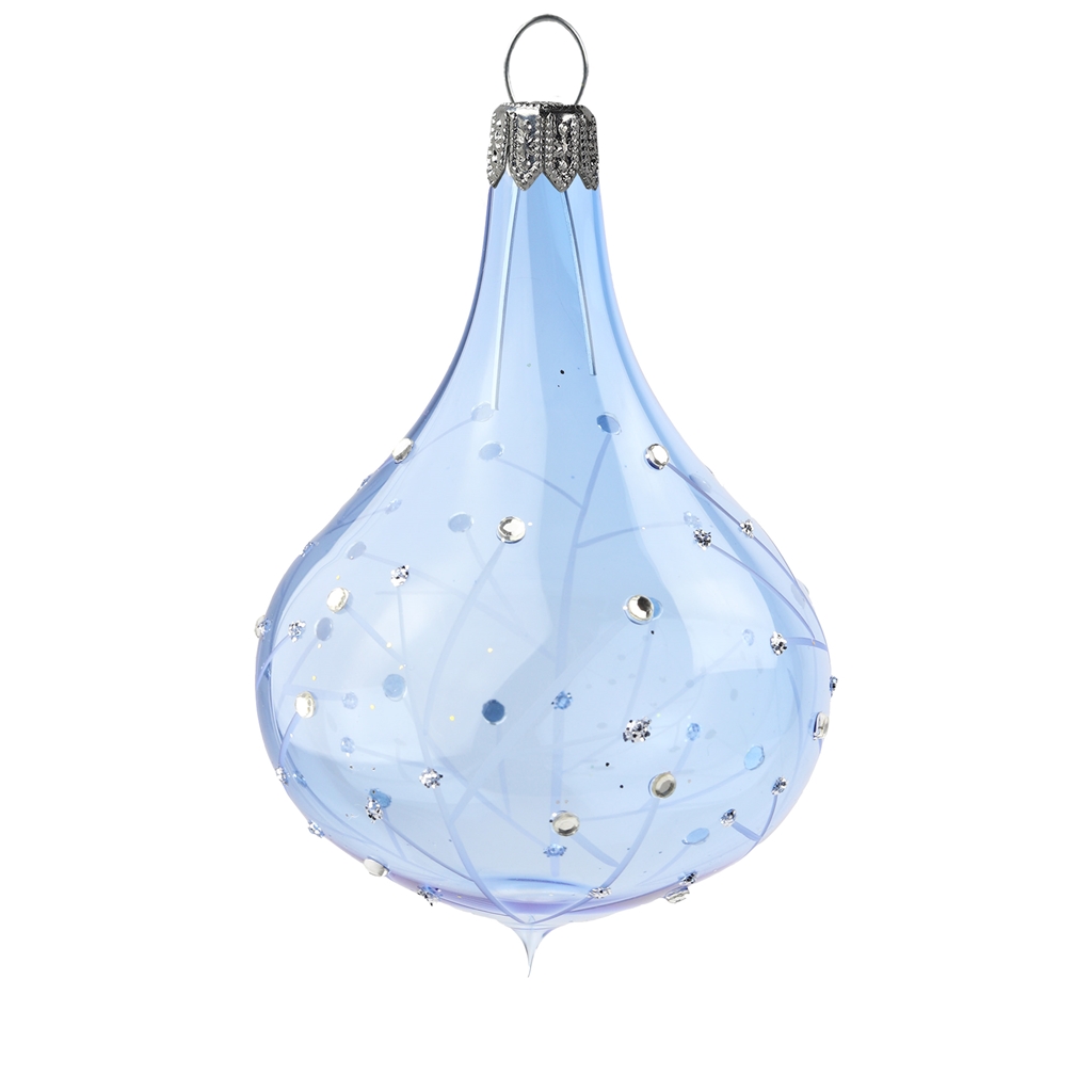 Transparent blue raindrop with gentle branches décor