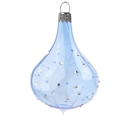 Transparent blue raindrop with gentle branches décor