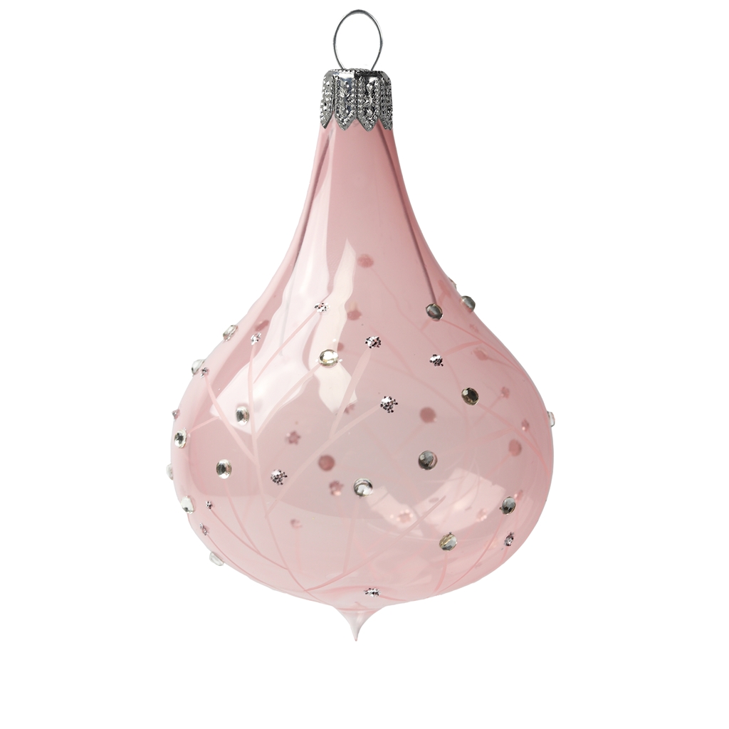 Transparent pink raindrop with gentle branches décor