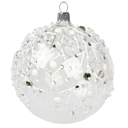 Tranparent glass bauble with frozen raindrops décor