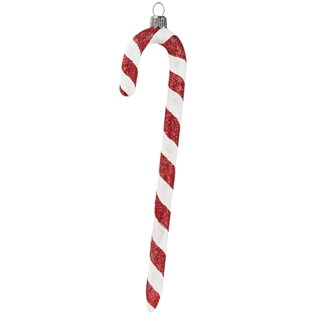 Glass candy cane red and white