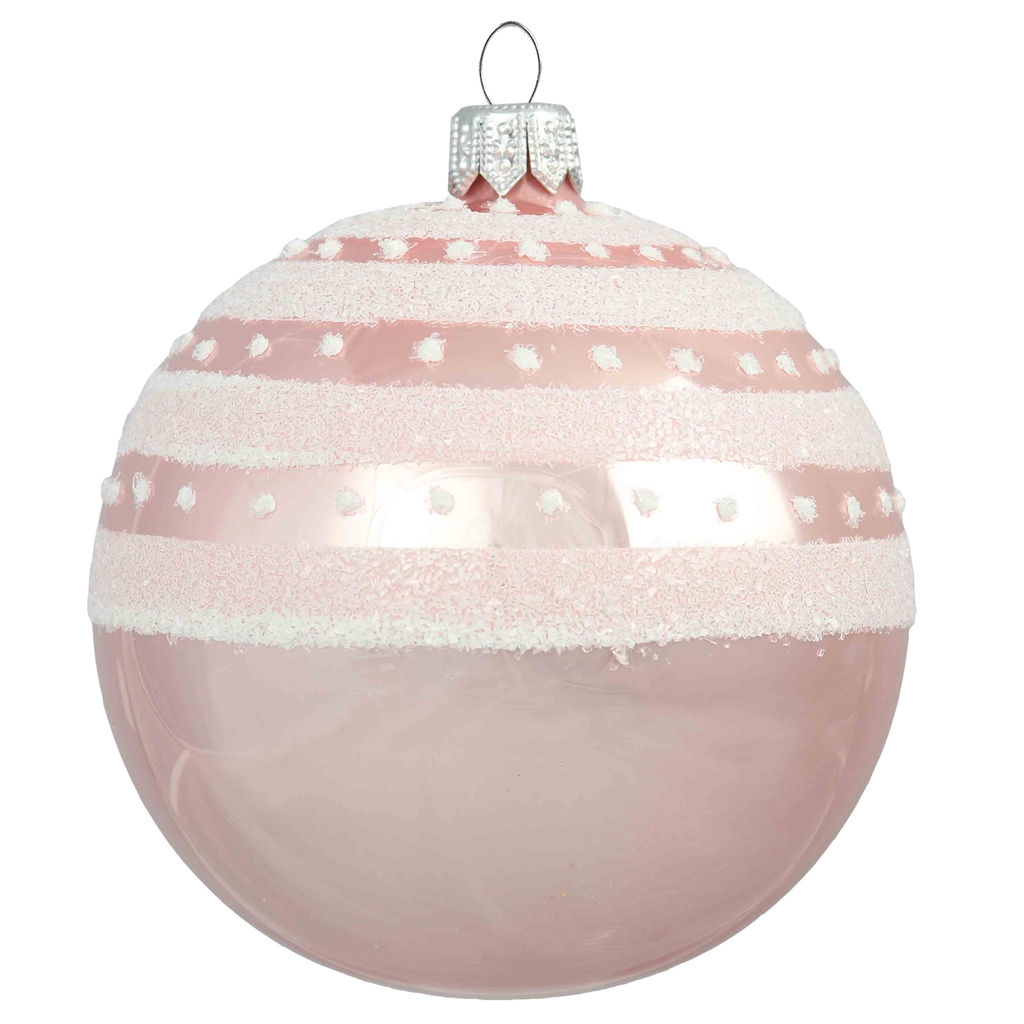 Christmas pink ornament with snowy décor