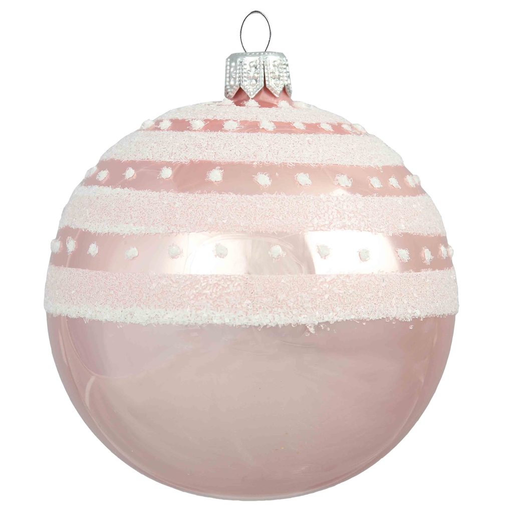 Christmas pink ornament with snowy décor