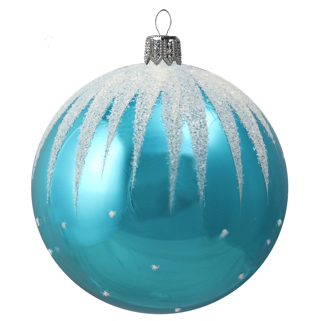 Azure blue ball with snowy décor