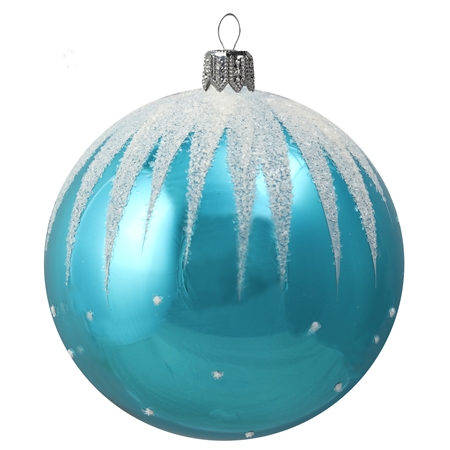 Azure blue ball with snowy décor