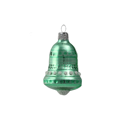 Mini glass ornament green bell