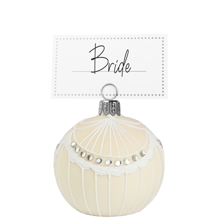 Creamy eggshell cardholder bauble with valance 