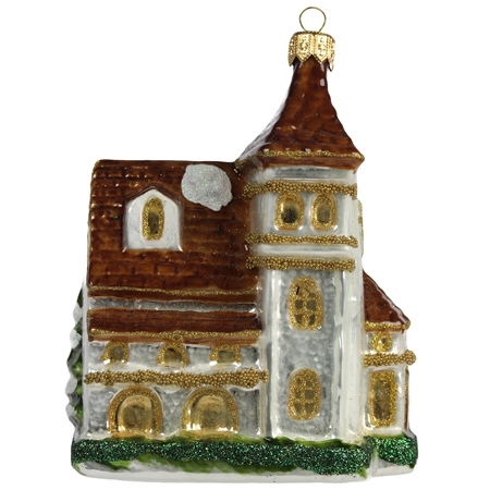 Christmas glass church ornament
