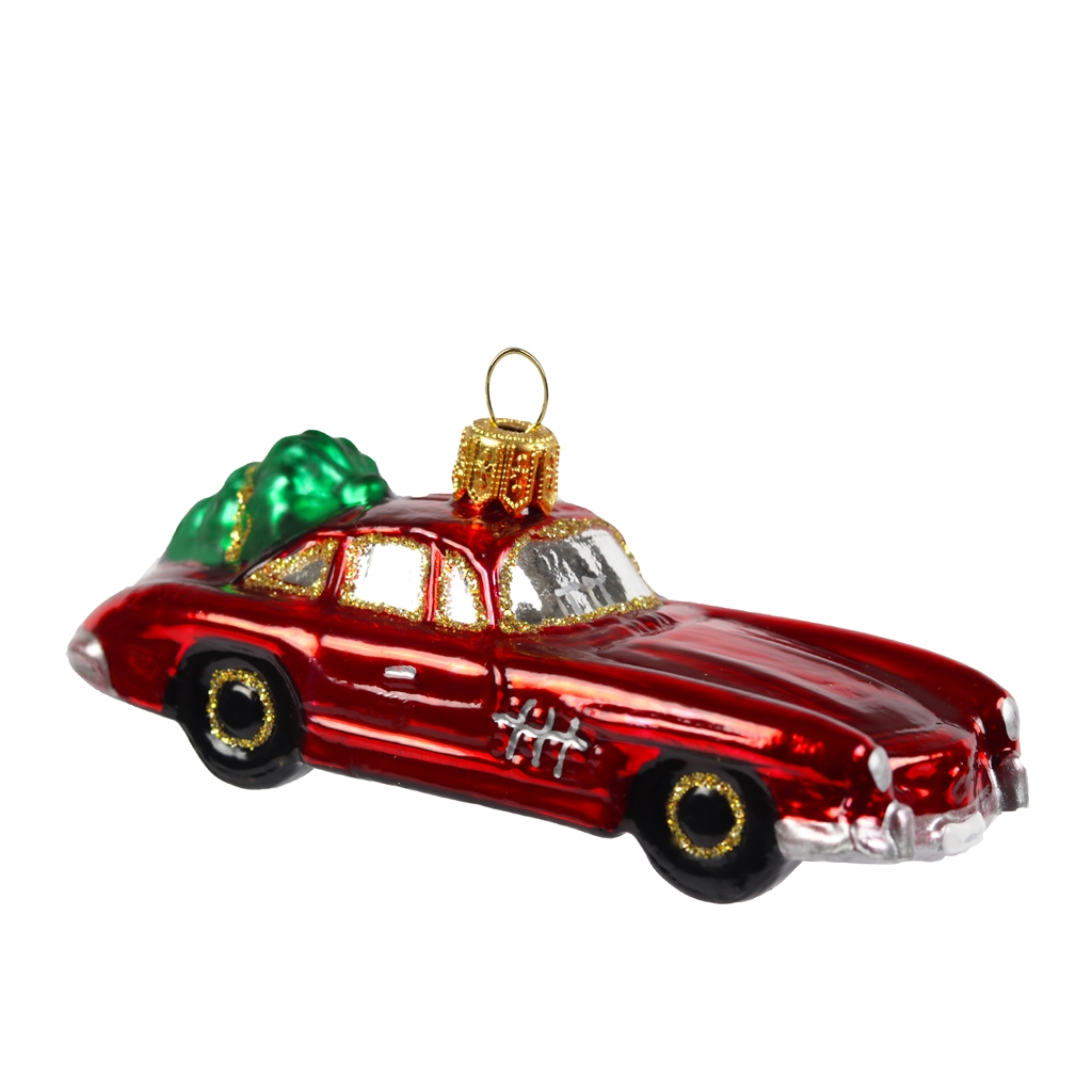 Christmas red car decoration with tree