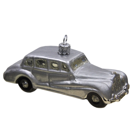 Silver limousine Christmas ornament