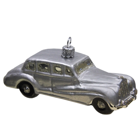 Silver limousine Christmas ornament
