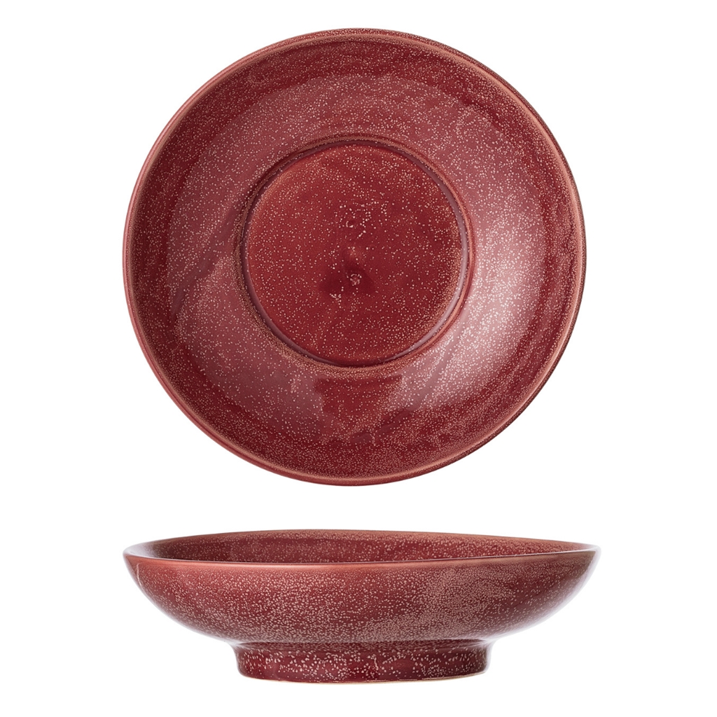 Ceramic serving bowl red glazed