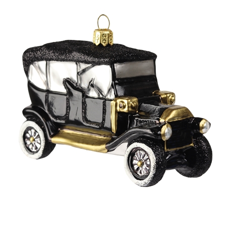 Black and gold veteran car ornament