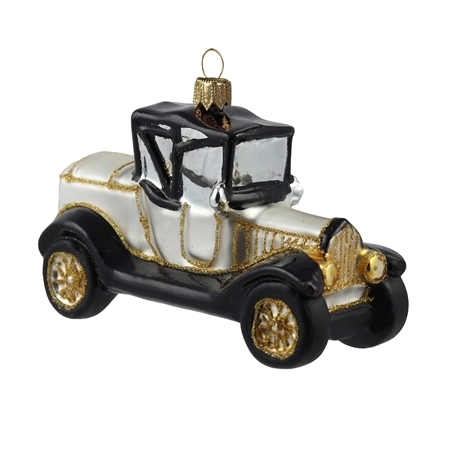 Silver vintage car Christmas ornament
