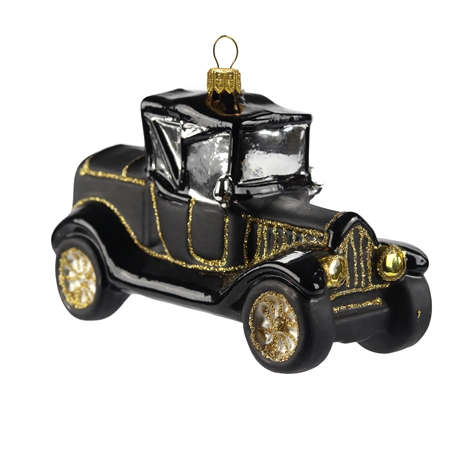 Black vintage car Christmas ornament