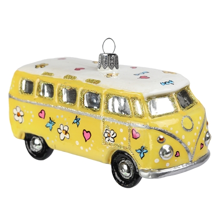 Yellow retro Van car hippie