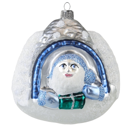 Glass ornament Eskimo in igloo