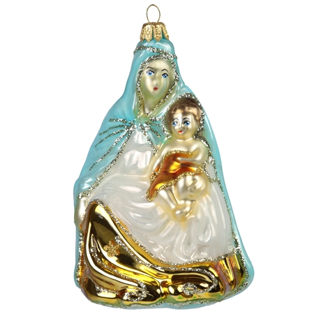 Glass figurine of Mary with baby Jesus