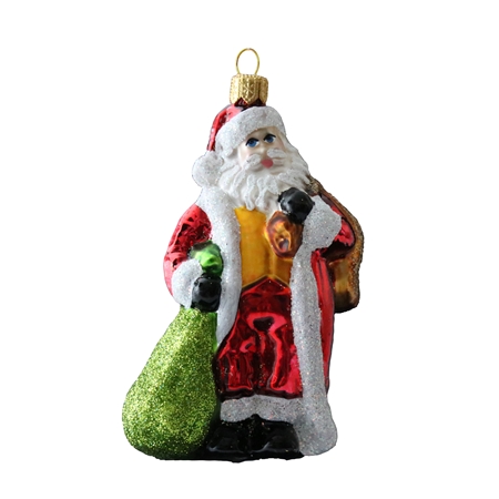 Santa with a bag of gifts Christmas ornament