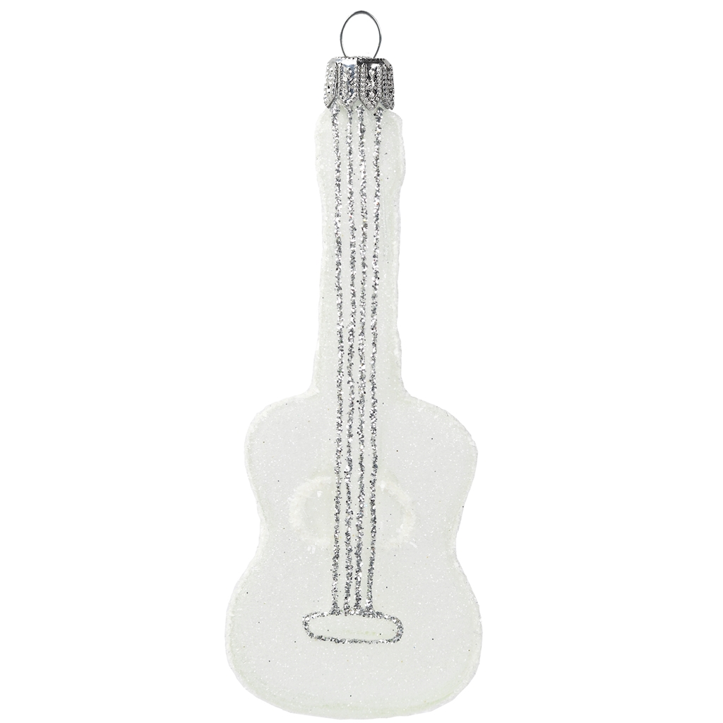 Glass ornament silver guitar