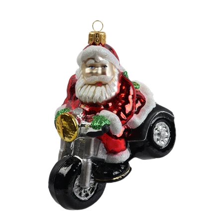 Santa on a motorbike Christmas ornament