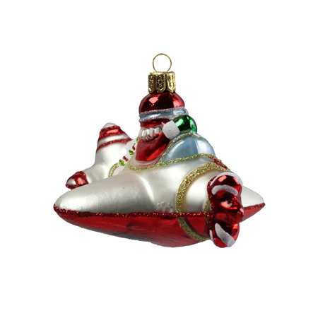 Santa with aeroplane Christmas ornament
