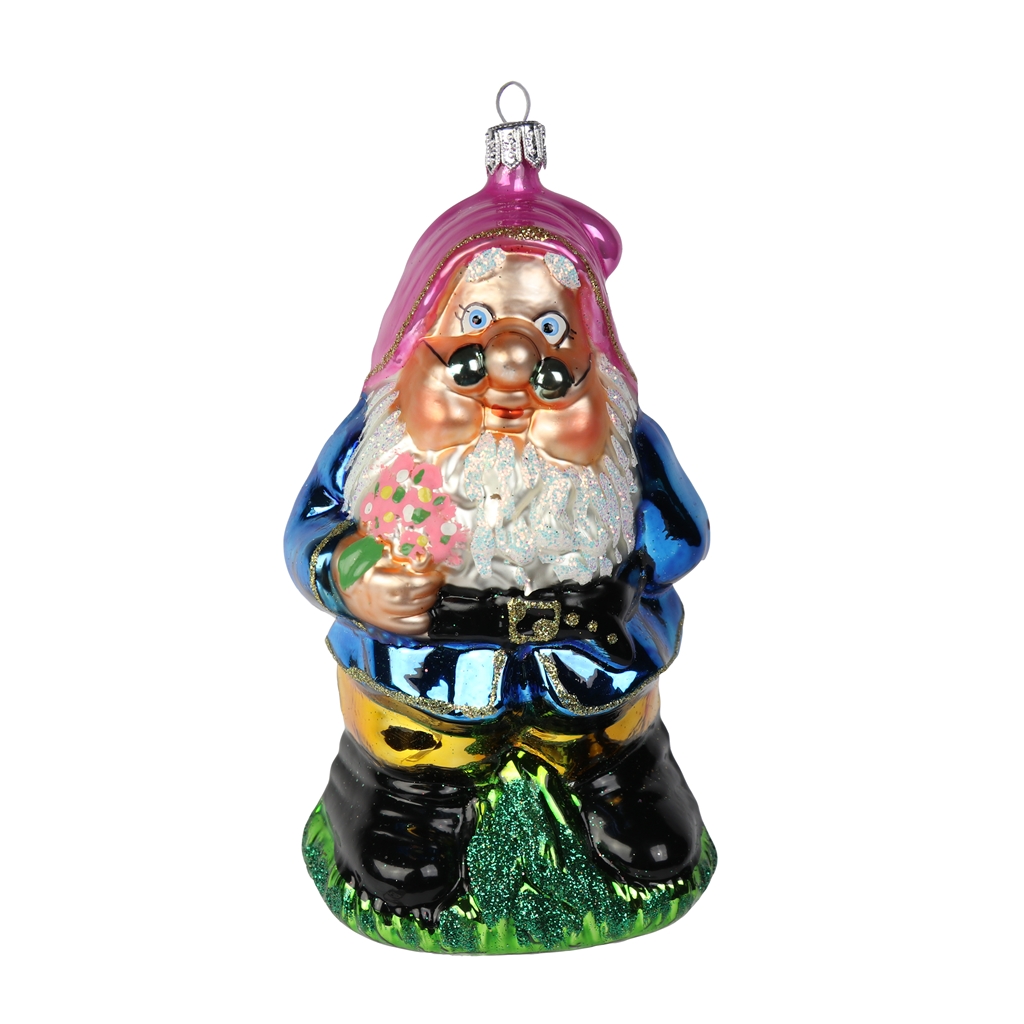 Dwarf with flowers Christmas ornament