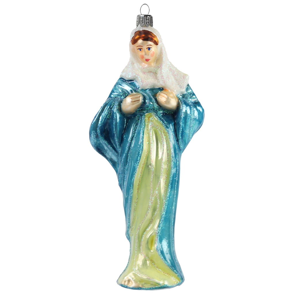 Holy Mary glass Christmas ornament