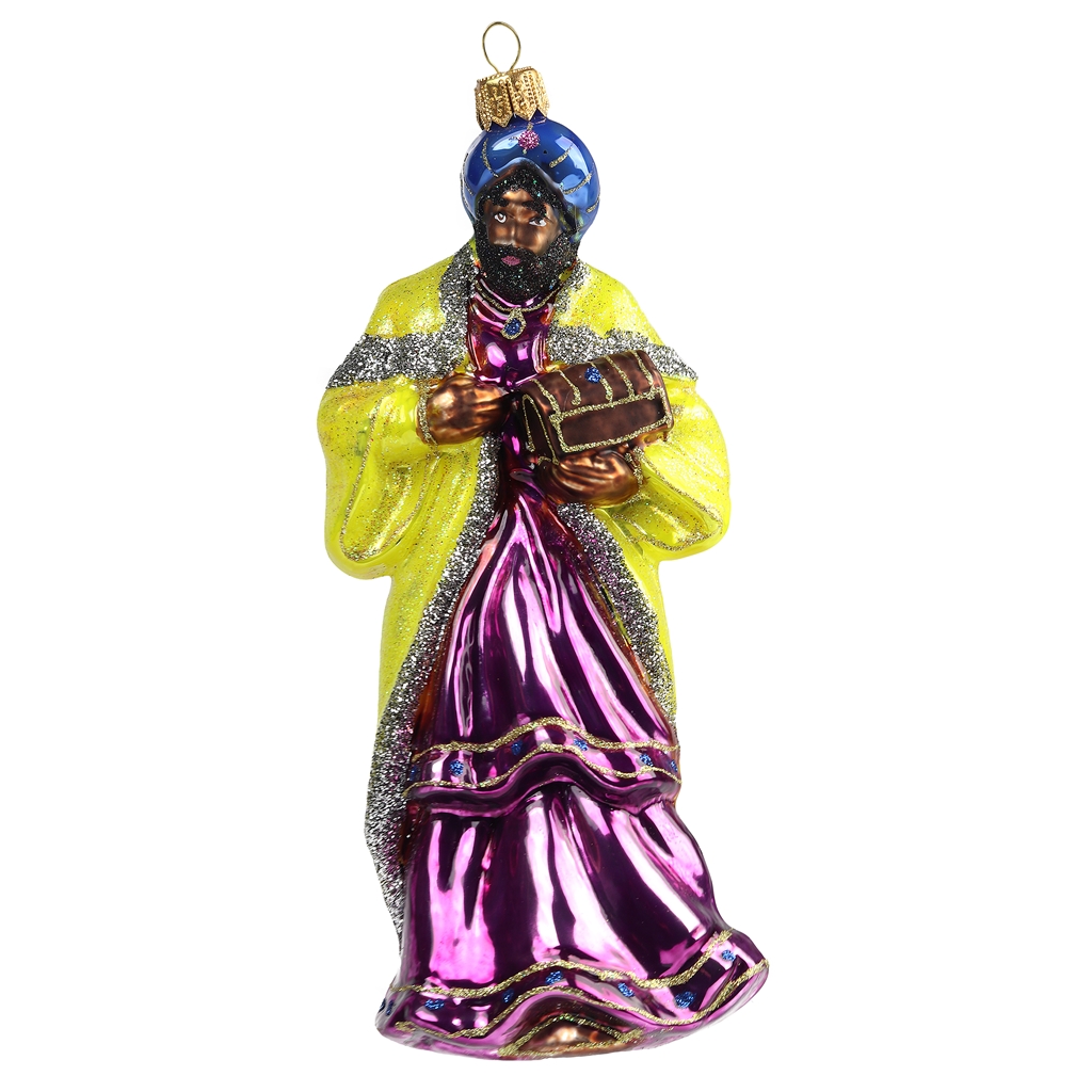 Black king with chest glass Christmas decoration