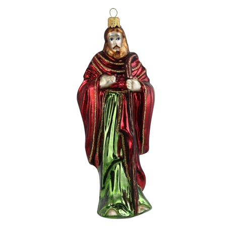 St. Joseph in a wine robe glass Christmas ornament
