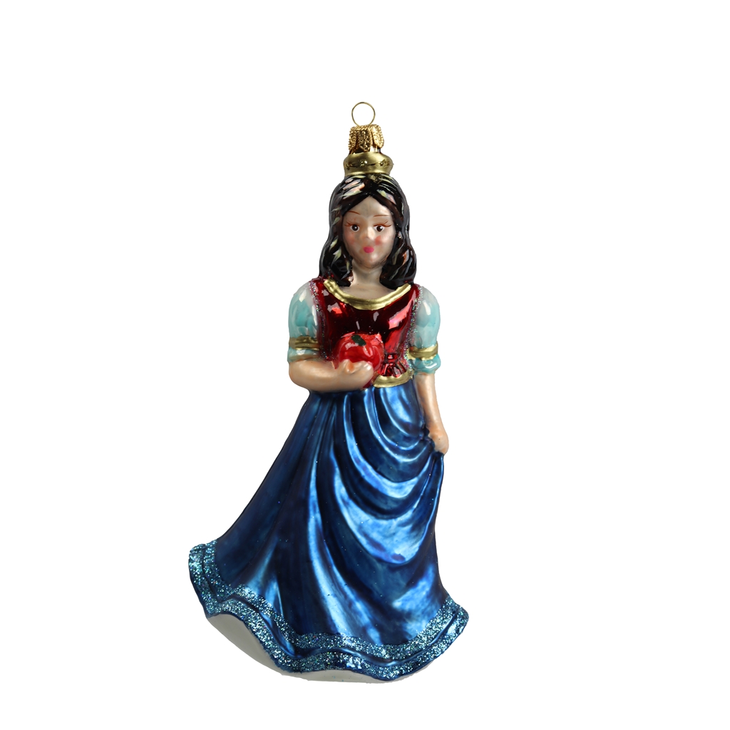 Glass Christmas Decorations - Snow-white with a blue skirt