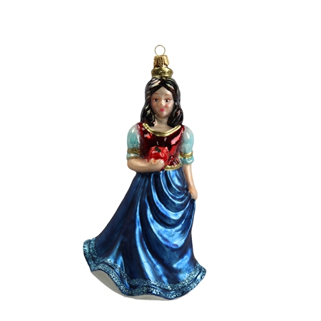 Glass Christmas Decorations - Snow-white with a blue skirt