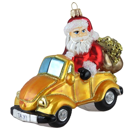 Christmas Santa in yellow car