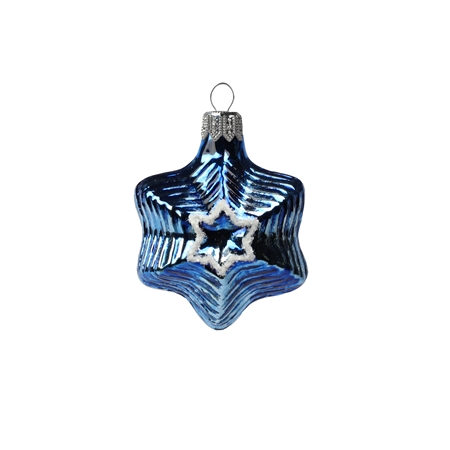 Mini glass ornament blue star