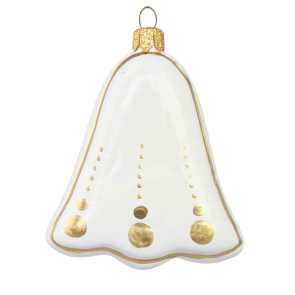 White glass gingerbread bell  