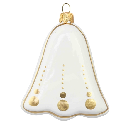 White glass gingerbread bell 