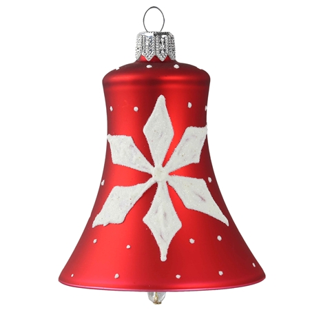 Red bell with white snowflake décor
