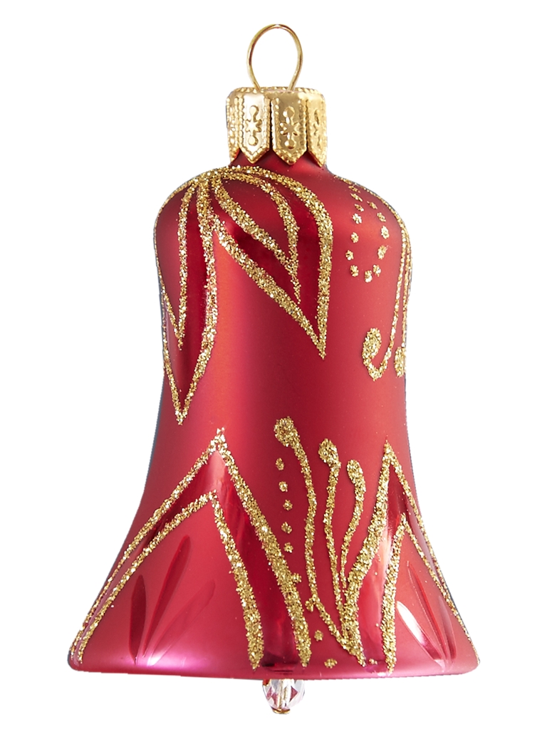 Red Christmas bell with golden leaves décor