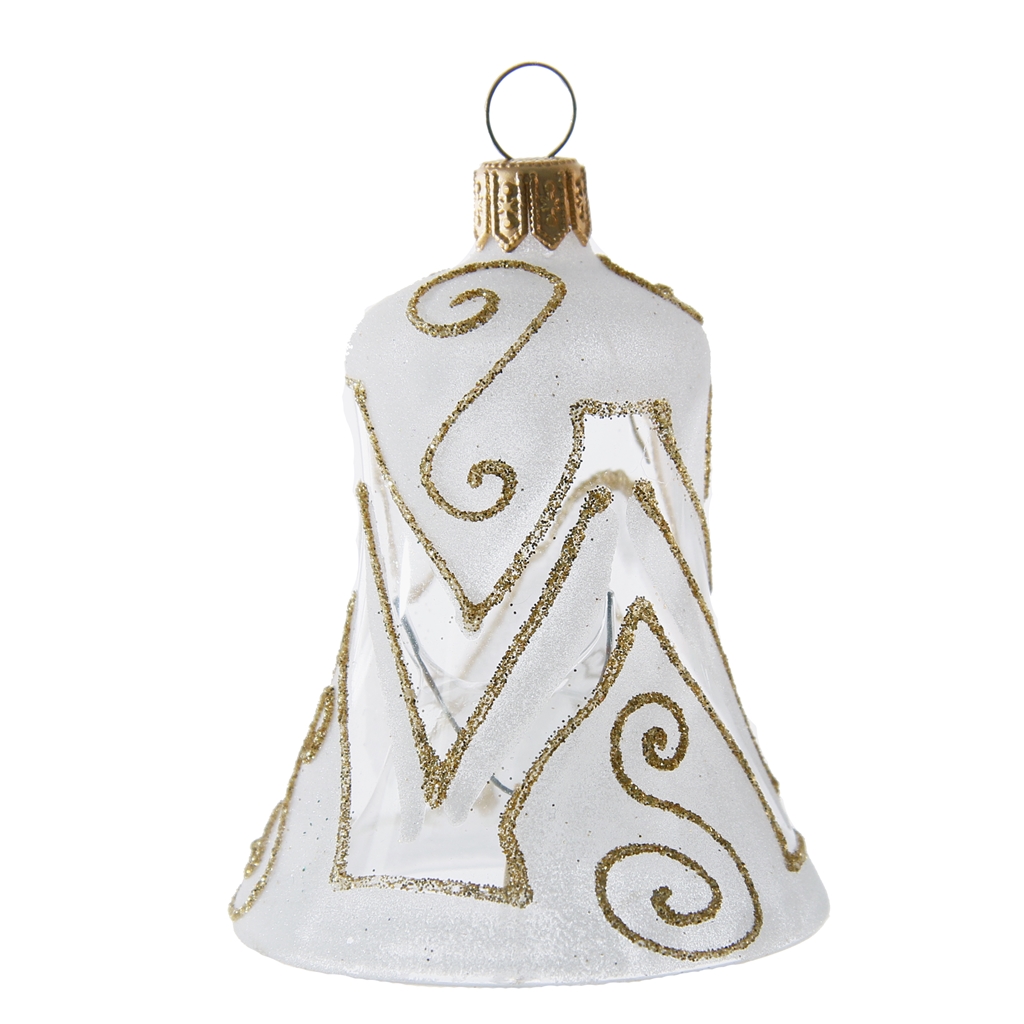 Frosted glass glass bell with gold décor
