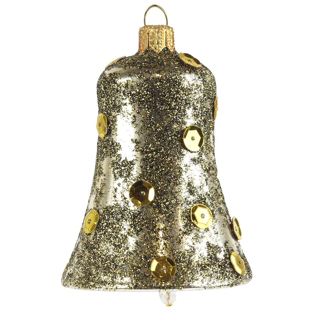 Golden bell with sprinkles and sequins