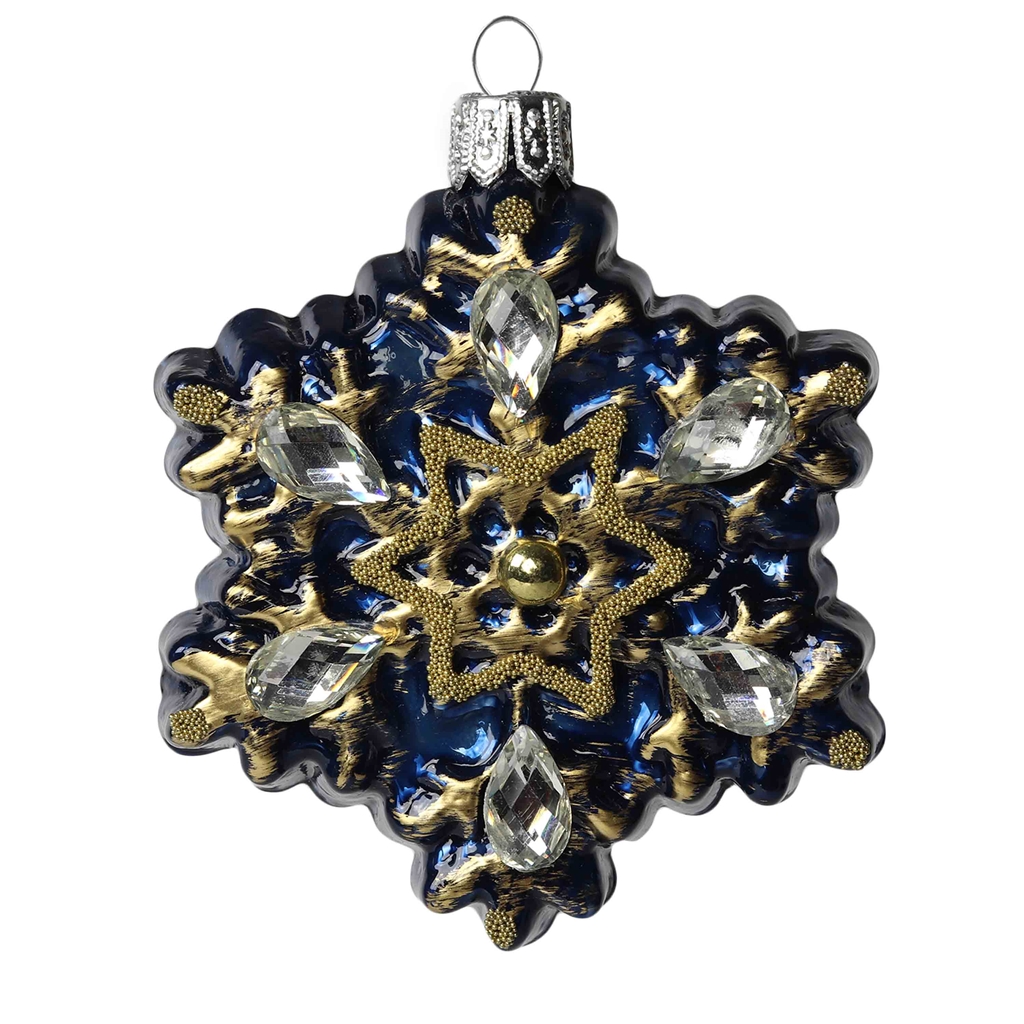 Christmas ornament blue snowflake with rhinestones