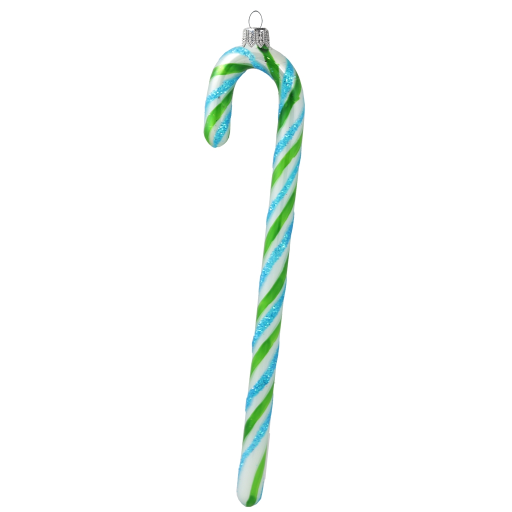 Glass candy cane green-blue