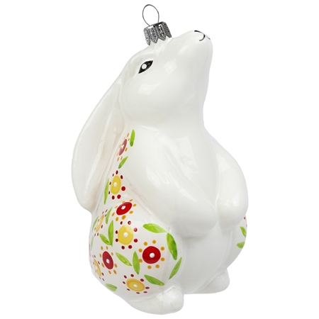 Glass white hare with spring décor