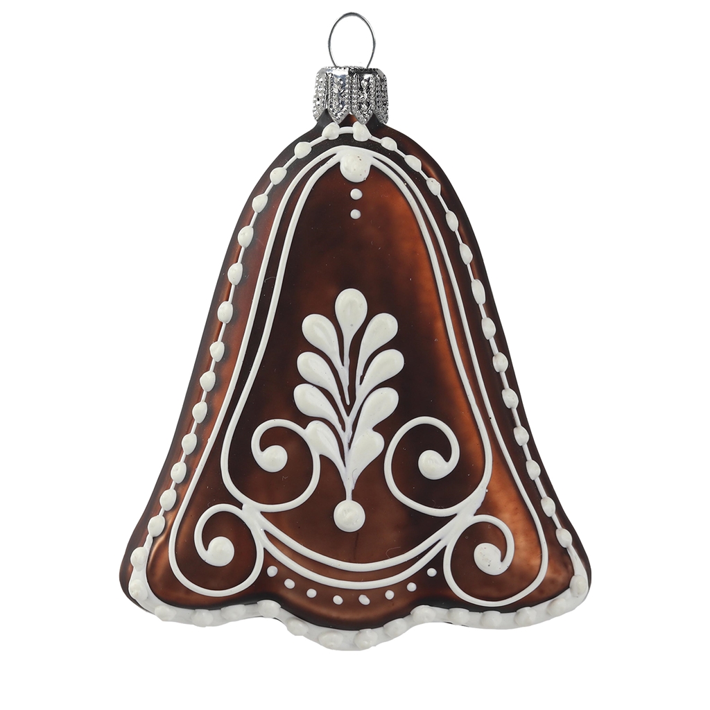 Glass Christmas ornament brown bell gingerbread