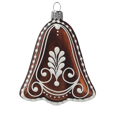 Glass Christmas ornament brown bell gingerbread