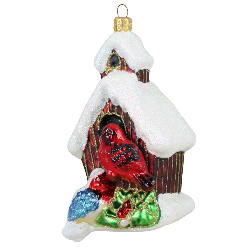 Glass birdhouse red-brown