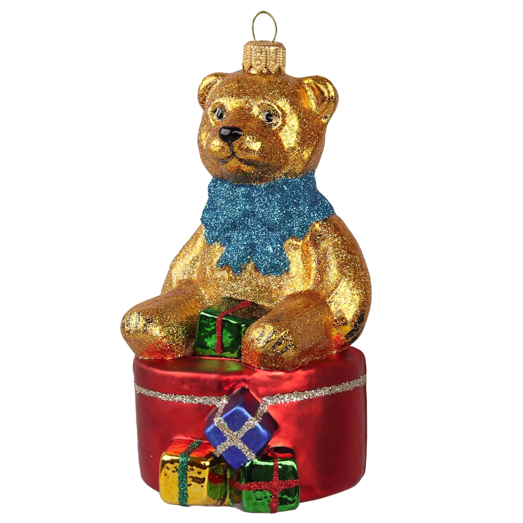 Glass bear gold on box