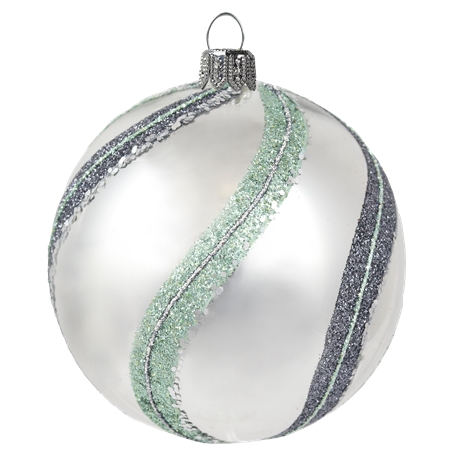 Silver bauble with vertical stripes décor