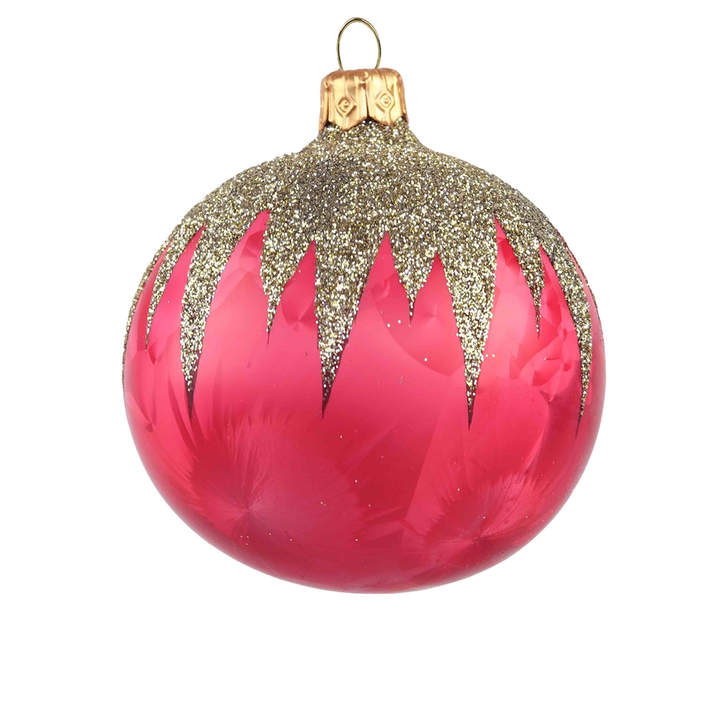 Glass ornament pink frost with decor