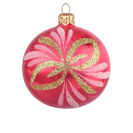 Glass ornament pink frost with decor